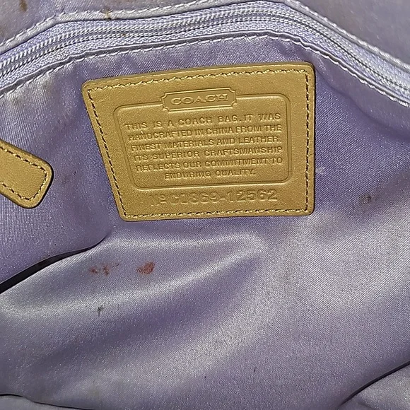 VTG Coach purse Y2K brown and patent leather yellow gold 12562 - Picture 10 of 12